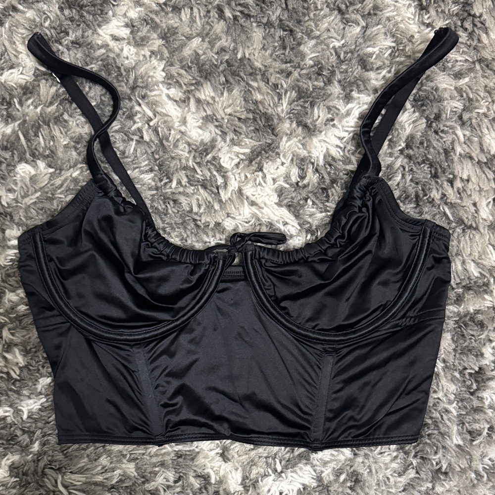 Hollister Black Satin Bra Top